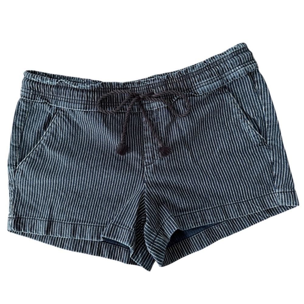 LOFT Navy and White Striped Jean Shorts
